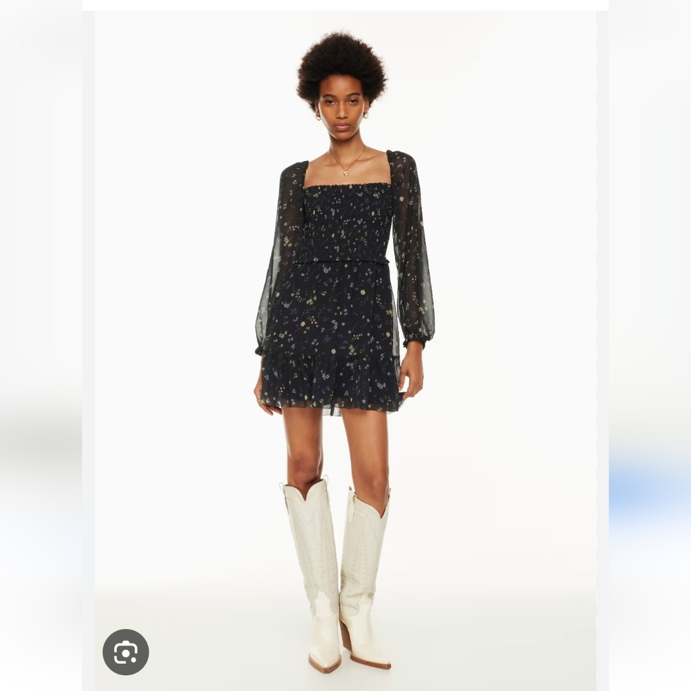 Aritzia Wilfred Tempest Black Daisy Dress Sz M